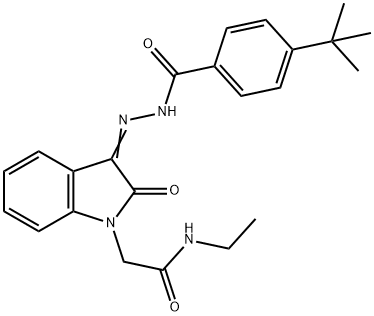 4-tert-butyl-N-[(Z)-[1-[2-(ethylamino)-2-oxoethyl]-2-oxoindol-3-ylidene]amino]benzamide Struktur