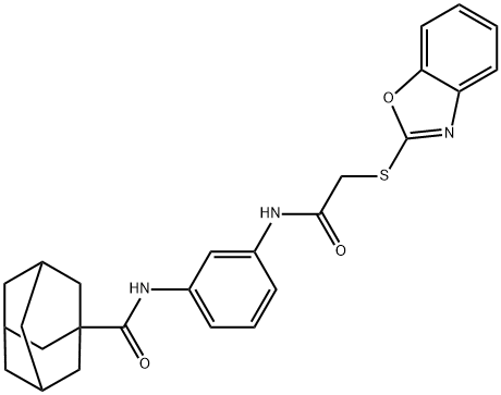 N-[3-[[2-(1,3-benzoxazol-2-ylsulfanyl)acetyl]amino]phenyl]adamantane-1-carboxamide Struktur