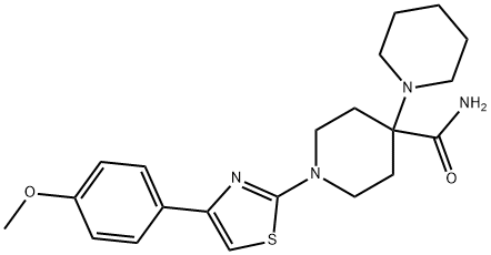 1-[4-(4-methoxyphenyl)-1,3-thiazol-2-yl]-4-piperidin-1-ylpiperidine-4-carboxamide Struktur