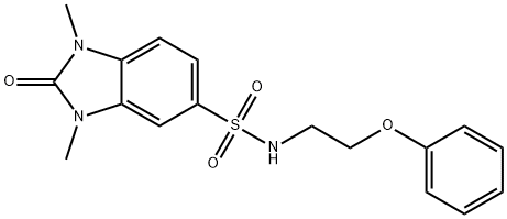 1,3-dimethyl-2-oxo-N-(2-phenoxyethyl)benzimidazole-5-sulfonamide Struktur