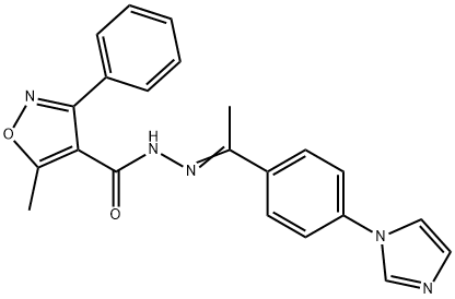 N-[(Z)-1-(4-imidazol-1-ylphenyl)ethylideneamino]-5-methyl-3-phenyl-1,2-oxazole-4-carboxamide Struktur