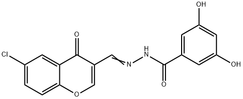 N-[(E)-(6-chloro-4-oxochromen-3-yl)methylideneamino]-3,5-dihydroxybenzamide Struktur