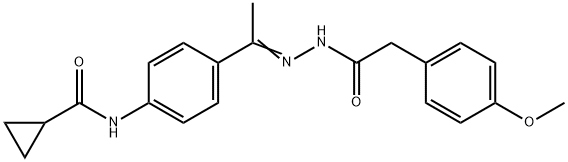 N-[4-[(Z)-N-[[2-(4-methoxyphenyl)acetyl]amino]-C-methylcarbonimidoyl]phenyl]cyclopropanecarboxamide Struktur