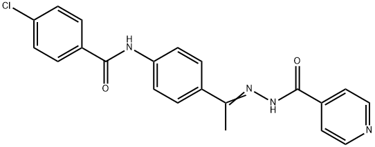 N-[(Z)-1-[4-[(4-chlorobenzoyl)amino]phenyl]ethylideneamino]pyridine-4-carboxamide Struktur