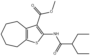 methyl 2-(2-ethylbutanoylamino)-5,6,7,8-tetrahydro-4H-cyclohepta[b]thiophene-3-carboxylate Struktur