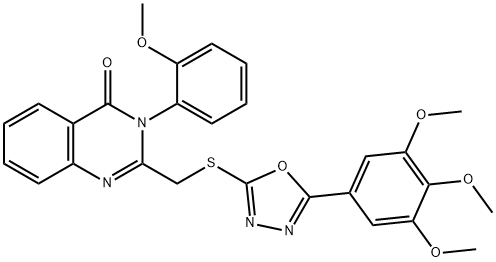 3-(2-methoxyphenyl)-2-[[5-(3,4,5-trimethoxyphenyl)-1,3,4-oxadiazol-2-yl]sulfanylmethyl]quinazolin-4-one Struktur