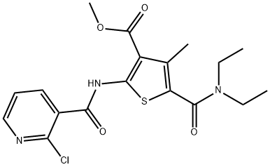 methyl 2-[(2-chloropyridine-3-carbonyl)amino]-5-(diethylcarbamoyl)-4-methylthiophene-3-carboxylate Struktur