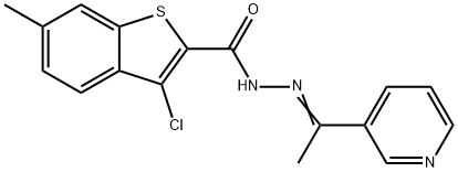 3-chloro-6-methyl-N-[(E)-1-pyridin-3-ylethylideneamino]-1-benzothiophene-2-carboxamide Struktur