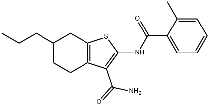 2-[(2-methylbenzoyl)amino]-6-propyl-4,5,6,7-tetrahydro-1-benzothiophene-3-carboxamide Struktur