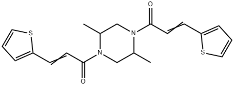 (E)-1-[2,5-dimethyl-4-[(E)-3-thiophen-2-ylprop-2-enoyl]piperazin-1-yl]-3-thiophen-2-ylprop-2-en-1-one Struktur