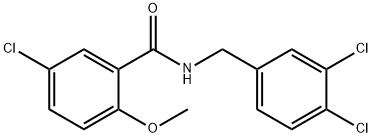 5-chloro-N-[(3,4-dichlorophenyl)methyl]-2-methoxybenzamide Struktur