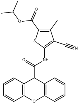 propan-2-yl 4-cyano-3-methyl-5-(9H-xanthene-9-carbonylamino)thiophene-2-carboxylate Struktur