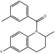 (6-fluoro-2-methyl-3,4-dihydro-2H-quinolin-1-yl)-(3-methylphenyl)methanone Struktur