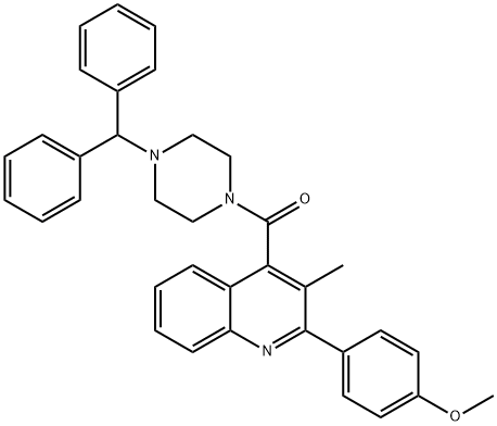 (4-benzhydrylpiperazin-1-yl)-[2-(4-methoxyphenyl)-3-methylquinolin-4-yl]methanone Struktur