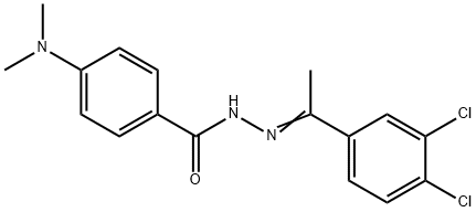 N-[(E)-1-(3,4-dichlorophenyl)ethylideneamino]-4-(dimethylamino)benzamide Struktur