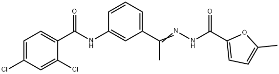 N-[(Z)-1-[3-[(2,4-dichlorobenzoyl)amino]phenyl]ethylideneamino]-5-methylfuran-2-carboxamide Struktur