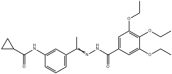 N-[(Z)-1-[3-(cyclopropanecarbonylamino)phenyl]ethylideneamino]-3,4,5-triethoxybenzamide Struktur