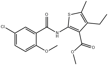 methyl 2-[(5-chloro-2-methoxybenzoyl)amino]-4-ethyl-5-methylthiophene-3-carboxylate Struktur