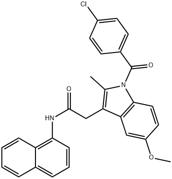 2-[1-(4-chlorobenzoyl)-5-methoxy-2-methylindol-3-yl]-N-naphthalen-1-ylacetamide Struktur