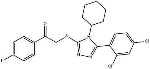 2-[[4-cyclohexyl-5-(2,4-dichlorophenyl)-1,2,4-triazol-3-yl]sulfanyl]-1-(4-fluorophenyl)ethanone Struktur