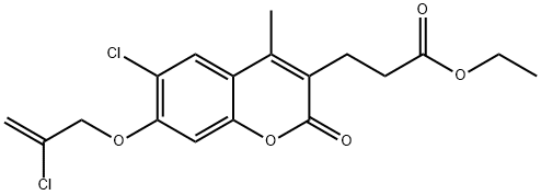 ethyl 3-[6-chloro-7-(2-chloroprop-2-enoxy)-4-methyl-2-oxochromen-3-yl]propanoate Struktur