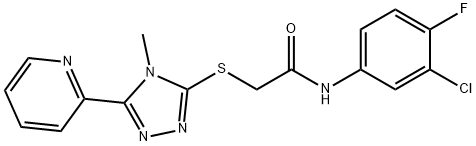 N-(3-chloro-4-fluorophenyl)-2-[(4-methyl-5-pyridin-2-yl-1,2,4-triazol-3-yl)sulfanyl]acetamide Struktur