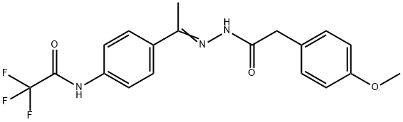 2,2,2-trifluoro-N-[4-[(Z)-N-[[2-(4-methoxyphenyl)acetyl]amino]-C-methylcarbonimidoyl]phenyl]acetamide Struktur