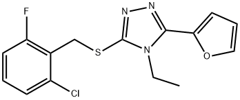 3-[(2-chloro-6-fluorophenyl)methylsulfanyl]-4-ethyl-5-(furan-2-yl)-1,2,4-triazole Struktur