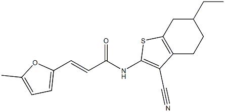 (E)-N-(3-cyano-6-ethyl-4,5,6,7-tetrahydro-1-benzothiophen-2-yl)-3-(5-methylfuran-2-yl)prop-2-enamide Struktur