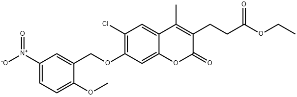 ethyl 3-[6-chloro-7-[(2-methoxy-5-nitrophenyl)methoxy]-4-methyl-2-oxochromen-3-yl]propanoate Struktur