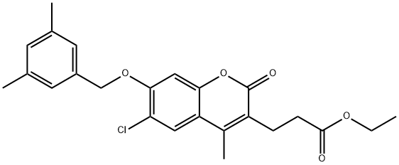 ethyl 3-[6-chloro-7-[(3,5-dimethylphenyl)methoxy]-4-methyl-2-oxochromen-3-yl]propanoate Struktur