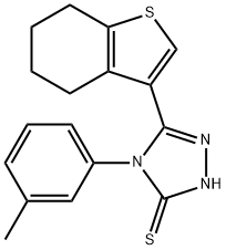 4-(3-methylphenyl)-3-(4,5,6,7-tetrahydro-1-benzothiophen-3-yl)-1H-1,2,4-triazole-5-thione Struktur