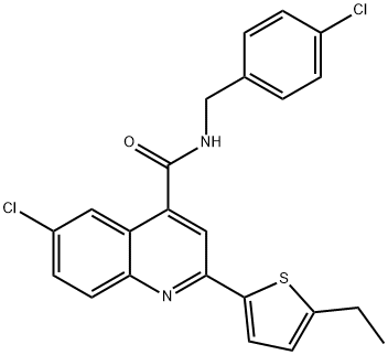 6-chloro-N-[(4-chlorophenyl)methyl]-2-(5-ethylthiophen-2-yl)quinoline-4-carboxamide Struktur