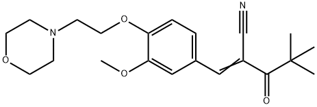 (2Z)-2-[[3-methoxy-4-(2-morpholin-4-ylethoxy)phenyl]methylidene]-4,4-dimethyl-3-oxopentanenitrile Struktur