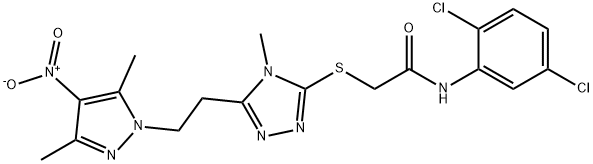 N-(2,5-dichlorophenyl)-2-[[5-[2-(3,5-dimethyl-4-nitropyrazol-1-yl)ethyl]-4-methyl-1,2,4-triazol-3-yl]sulfanyl]acetamide Struktur