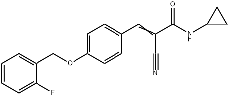 (E)-2-cyano-N-cyclopropyl-3-[4-[(2-fluorophenyl)methoxy]phenyl]prop-2-enamide Struktur