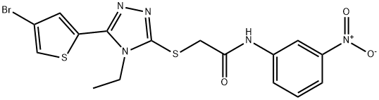 2-[[5-(4-bromothiophen-2-yl)-4-ethyl-1,2,4-triazol-3-yl]sulfanyl]-N-(3-nitrophenyl)acetamide Struktur