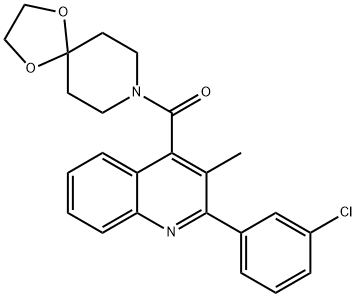 [2-(3-chlorophenyl)-3-methylquinolin-4-yl]-(1,4-dioxa-8-azaspiro[4.5]decan-8-yl)methanone Struktur