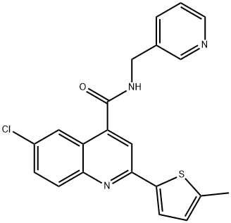 6-chloro-2-(5-methylthiophen-2-yl)-N-(pyridin-3-ylmethyl)quinoline-4-carboxamide Struktur