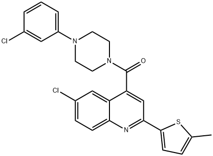 [6-chloro-2-(5-methylthiophen-2-yl)quinolin-4-yl]-[4-(3-chlorophenyl)piperazin-1-yl]methanone Struktur