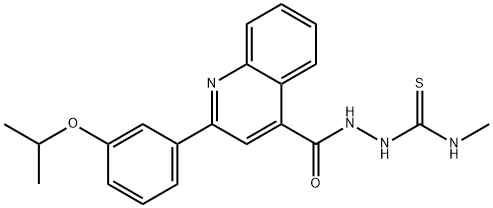 1-methyl-3-[[2-(3-propan-2-yloxyphenyl)quinoline-4-carbonyl]amino]thiourea Struktur