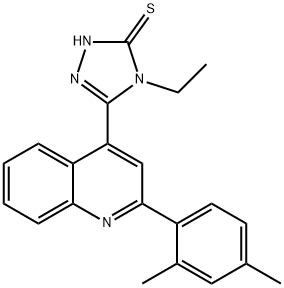 3-[2-(2,4-dimethylphenyl)quinolin-4-yl]-4-ethyl-1H-1,2,4-triazole-5-thione Struktur