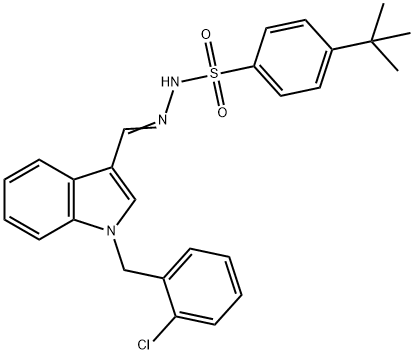 4-tert-butyl-N-[(E)-[1-[(2-chlorophenyl)methyl]indol-3-yl]methylideneamino]benzenesulfonamide Struktur