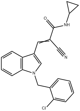 (E)-3-[1-[(2-chlorophenyl)methyl]indol-3-yl]-2-cyano-N-cyclopropylprop-2-enamide Struktur