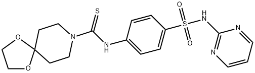 N-[4-(pyrimidin-2-ylsulfamoyl)phenyl]-1,4-dioxa-8-azaspiro[4.5]decane-8-carbothioamide Struktur