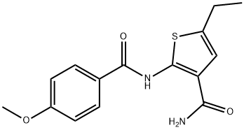 5-ethyl-2-[(4-methoxybenzoyl)amino]thiophene-3-carboxamide Struktur