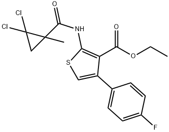 ethyl 2-[(2,2-dichloro-1-methylcyclopropanecarbonyl)amino]-4-(4-fluorophenyl)thiophene-3-carboxylate Struktur