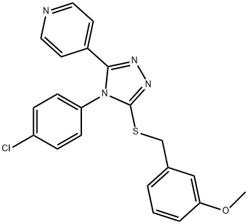 4-[4-(4-chlorophenyl)-5-[(3-methoxyphenyl)methylsulfanyl]-1,2,4-triazol-3-yl]pyridine Struktur