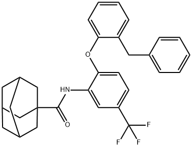 N-[2-(2-benzylphenoxy)-5-(trifluoromethyl)phenyl]adamantane-1-carboxamide Struktur