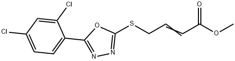 methyl (E)-4-[[5-(2,4-dichlorophenyl)-1,3,4-oxadiazol-2-yl]sulfanyl]but-2-enoate Struktur